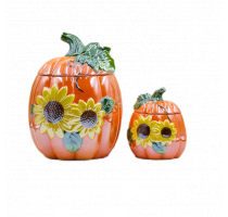 Ceramic harvest electroplate pumpkin jar