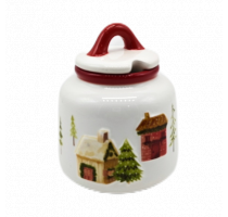 Ceramic house decal jar