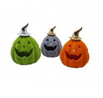 ceramic flocking pumpkin decoration with LED light