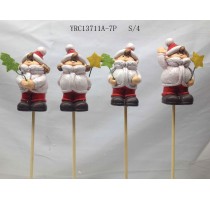ceramic xmas winter girl stake