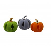 ceramic flocking pumpkin decoration with LED light
