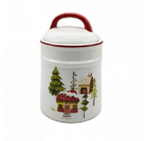 Ceramic house decal jar