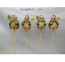 ceramic xmas owl stake