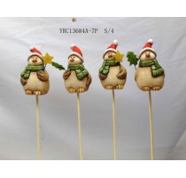 ceramic xmas penguin design stake
