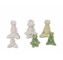 ceramic yoga frog home decoration pearl finished