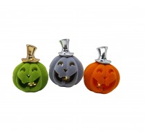 ceramic flocking pumpkin decoration with LED light