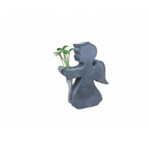 cement angel with pot