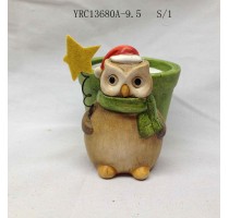 ceramic xmas owl flowr pot