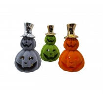 ceramic flocking pumpkin decoration with LED light
