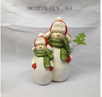 ceramic xmas snowman couple decoration