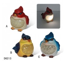polyresin garden bird solar light decoration