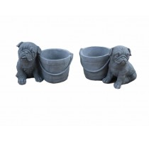 cement flower pot with dog