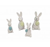 ceramic rabbit holding egg home decoration pearl finished