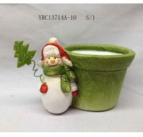ceramic xmas snowman flowr pot