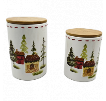 Ceramic house decal jar