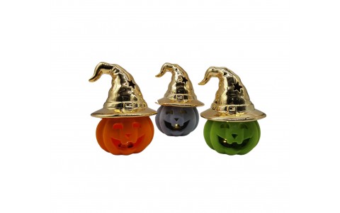 ceramic flocking pumpkin decoration with LED light