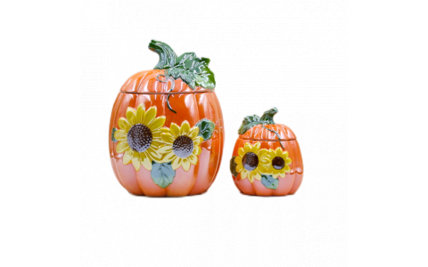 Ceramic harvest electroplate pumpkin jar
