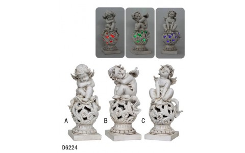 polyresin garden angel solar light decoration