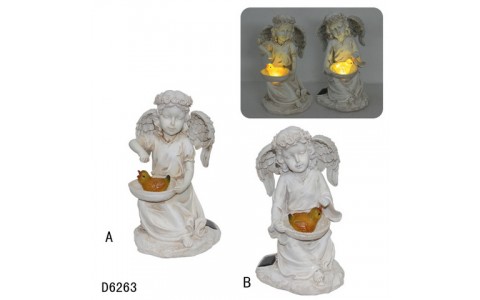 polyresin garden angel solar light decoration