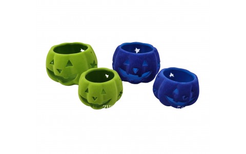 ceramic flocking pumpkin candle holder