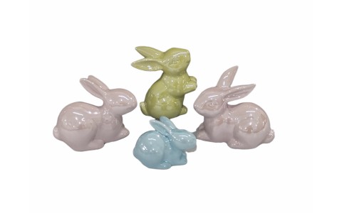 ceramic rabbit home decoration pearl finished