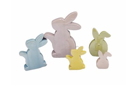 ceramic rabbit home decoration pearl finished