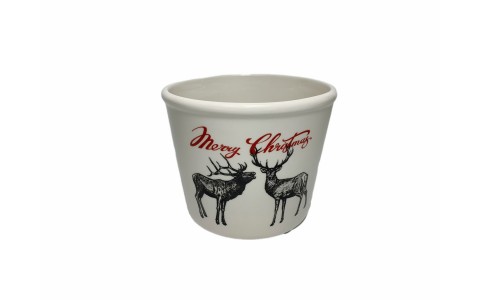 ceramic xmas flowerpot with decal