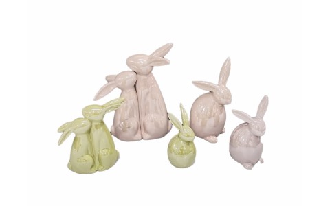 ceramic rabbit home decoration pearl finished