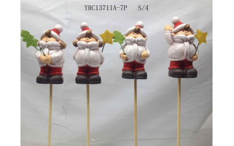 ceramic xmas winter girl stake