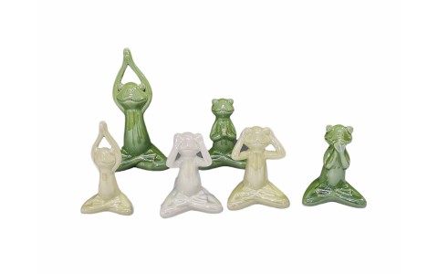 ceramic yoga frog home decoration pearl finished