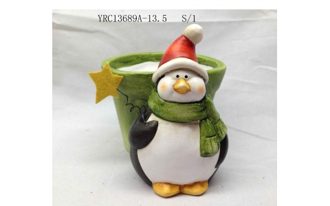 ceramic xmas owl flowr pot