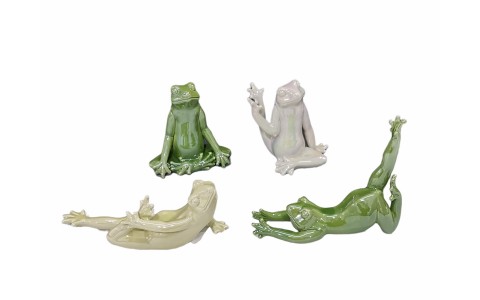 ceramic yoga frog home decoration pearl finished