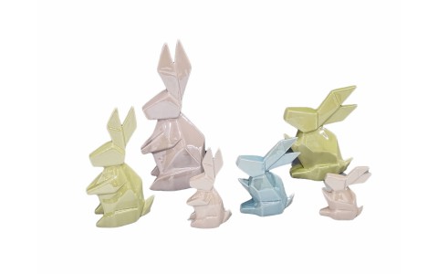 ceramic rabbit home decoration pearl finished