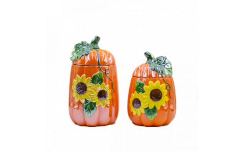 Ceramic harvest electroplate pumpkin jar