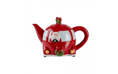 ceramic xmas bus shape tea pot