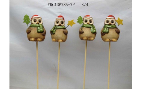 ceramic xmas owl stake