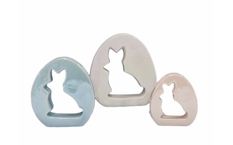 ceramic rabbit home decoration pearl finished