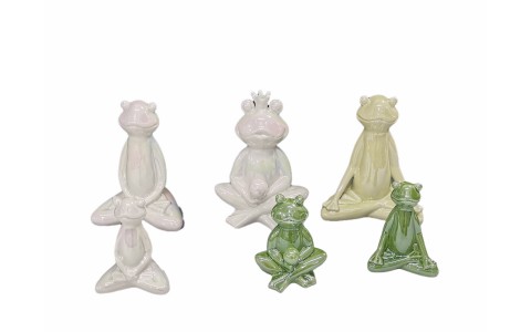 ceramic yoga frog home decoration pearl finished