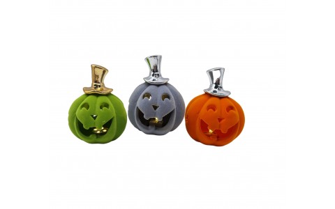 ceramic flocking pumpkin decoration with LED light