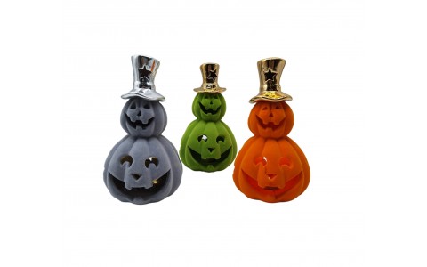 ceramic flocking pumpkin decoration with LED light