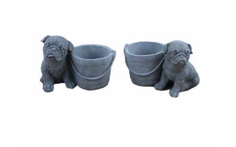 cement flower pot with dog