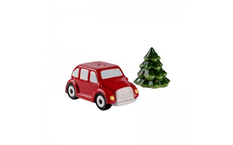 ceramic xmas bus shape salt or pepper shaker