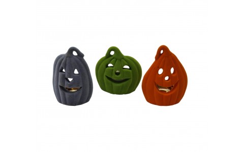 ceramic flocking pumpkin candle holder