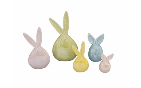 ceramic rabbit home decoration pearl finished