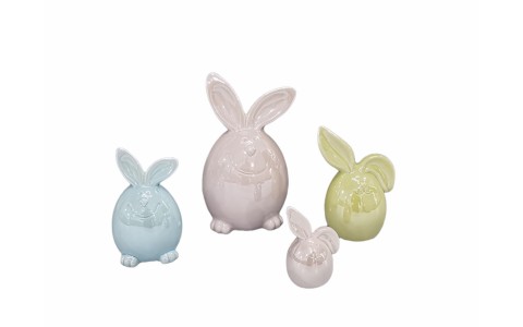 ceramic rabbit home decoration pearl finished
