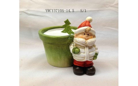 ceramic xmas girl flowr pot