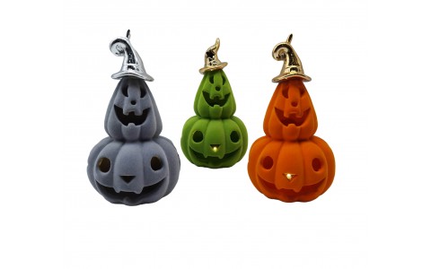 ceramic flocking pumpkin decoration with LED light