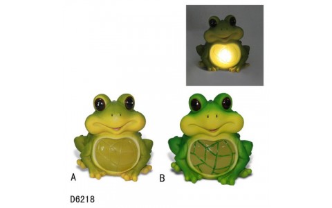 polyresin garden frog solar light decoration