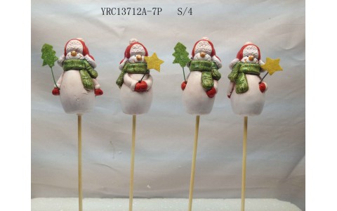ceramic xmas snowman stake