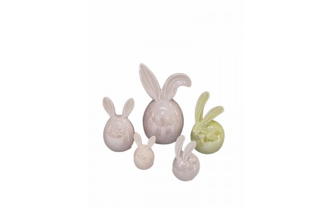 ceramic rabbit home decoration pearl finished